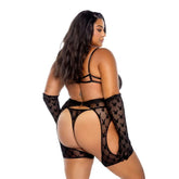 Playboy Flocked Bunny Chaps Set (Black) – Bold Lingerie Set Lingerie Sets